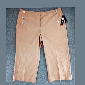 Rafaella Woman Cropped Pants‎ Modern Fit British Khaki Tan Stretch Plus 20W New